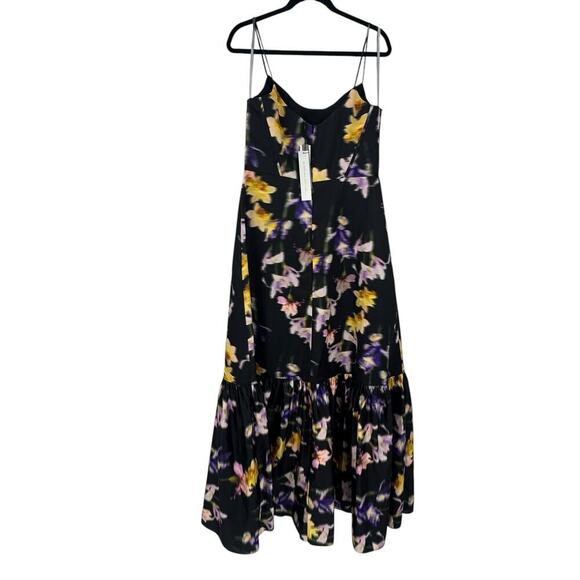 ML Monique Lhuillier Sleeveless Floral Maxi Dress Square-Neck Black Size 12 NWT - Picture 6 of 14